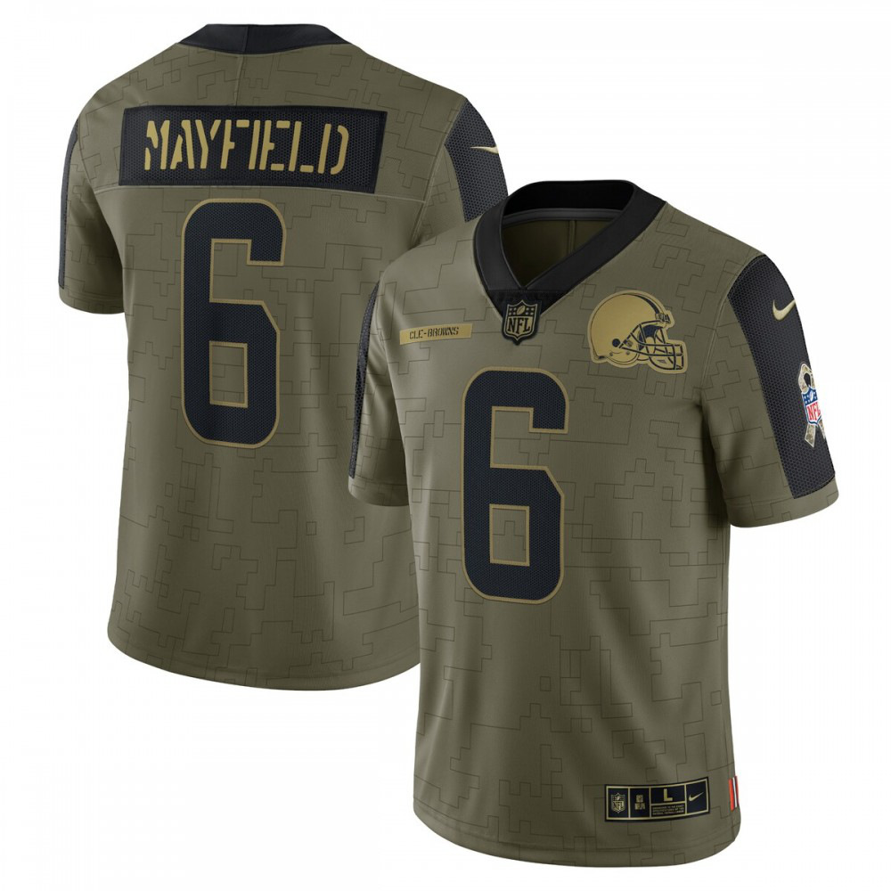 Baker Mayfield Cleveland Browns Nike 2021 Salute To Service Limited Player Jersey - Olive-GridironStore